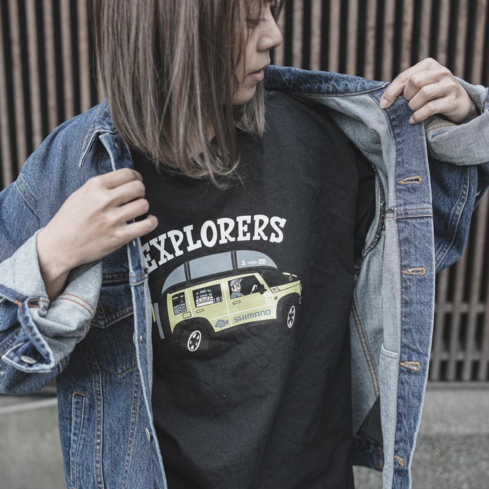 Graphic Cotton T-shirts Short Sleeve “Explorers” – Black